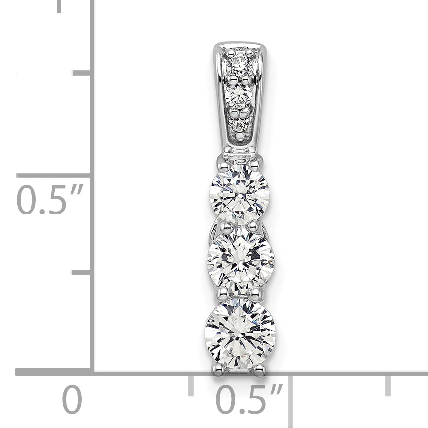 14K White Gold Lab Grown Diamond 3-stone Pendant