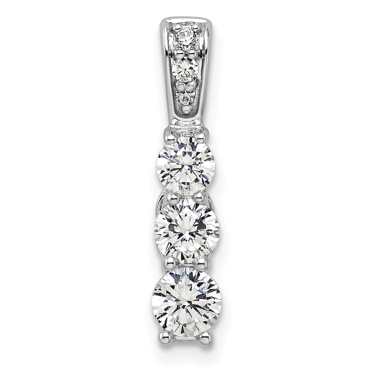 14K White Gold Lab Grown Diamond 3-stone Pendant