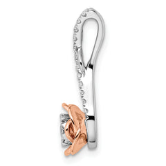 14k Two-Tone White & Rose Gold Lab Grown Diamond Rose Chain Slide