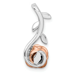 14k Two-Tone White & Rose Gold Lab Grown Diamond Rose Chain Slide