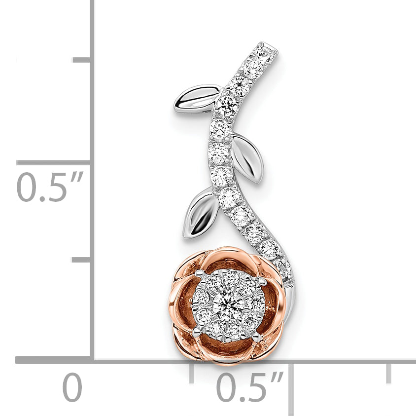 14k Two-Tone White & Rose Gold Lab Grown Diamond Rose Chain Slide