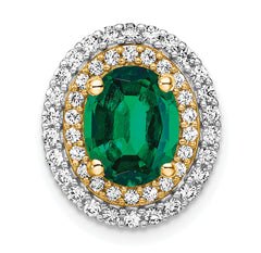 14K Two-Tone Lab Grown Diamond & Created Emerald Pendant