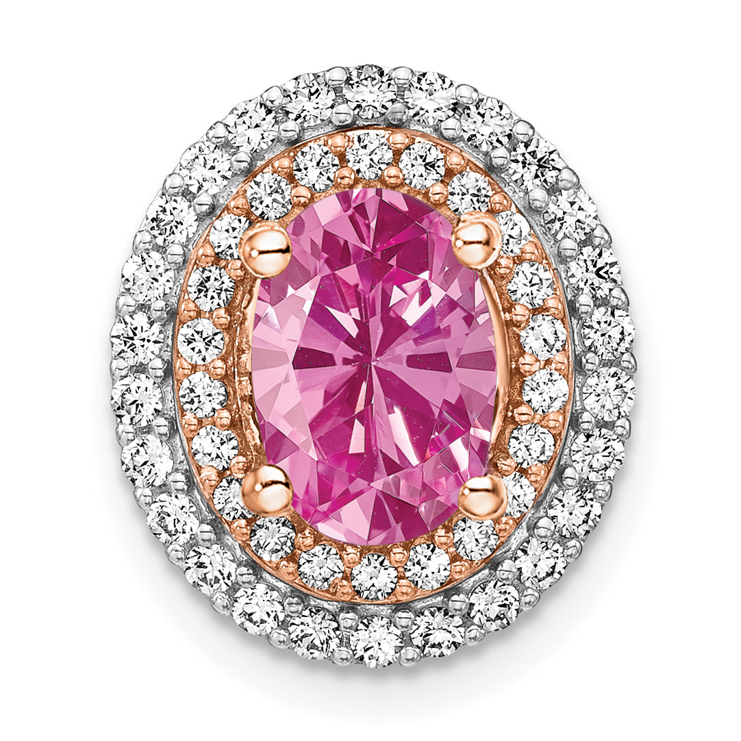 14K Two-Tone Lab Grown Diamond & Created Pink Sapphire Pendant