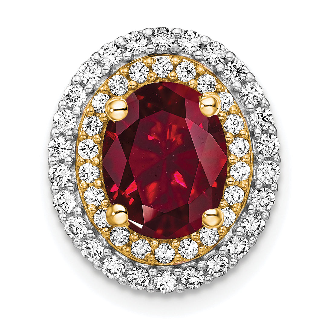 14K Two-Tone Lab Grown Diamond & Created Ruby Pendant