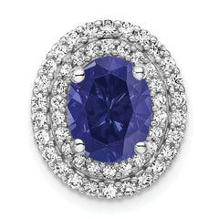 14K White Gold Lab Grown Diamond & Created Blue Sapphire Pendant