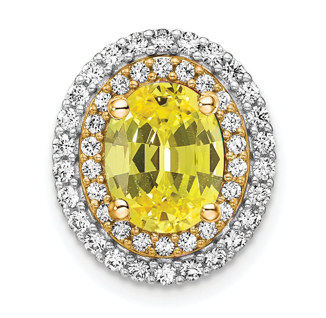 14K Two-Tone Lab Grown Diamond & Created Yellow Sapphire Pendant