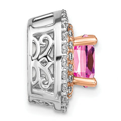 14K Two-Tone Lab Grown Diamond & Created Pink Sapphire Pendant