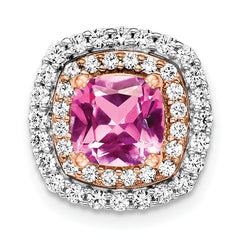 14K Two-Tone Lab Grown Diamond & Created Pink Sapphire Pendant