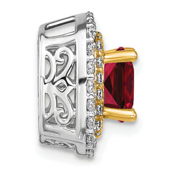 14K Two-Tone Lab Grown Diamond & Created Ruby Pendant