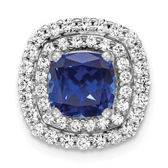 14K White Gold Lab Grown Diamond & Created Blue Sapphire Pendant