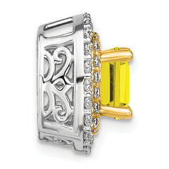 14K Two-Tone Lab Grown Diamond & Created Yellow Sapphire Pendant