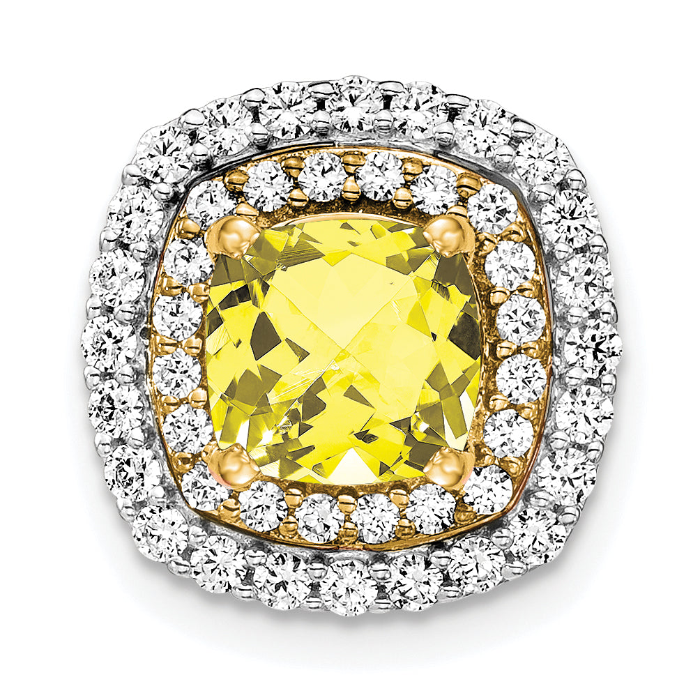 14K Two-Tone Lab Grown Diamond & Created Yellow Sapphire Pendant