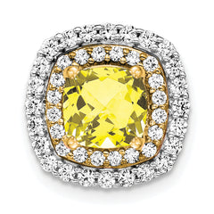 14K Two-Tone Lab Grown Diamond & Created Yellow Sapphire Pendant