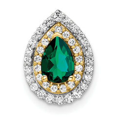 14K Two-Tone Lab Grown Diamond & Created Emerald Pendant