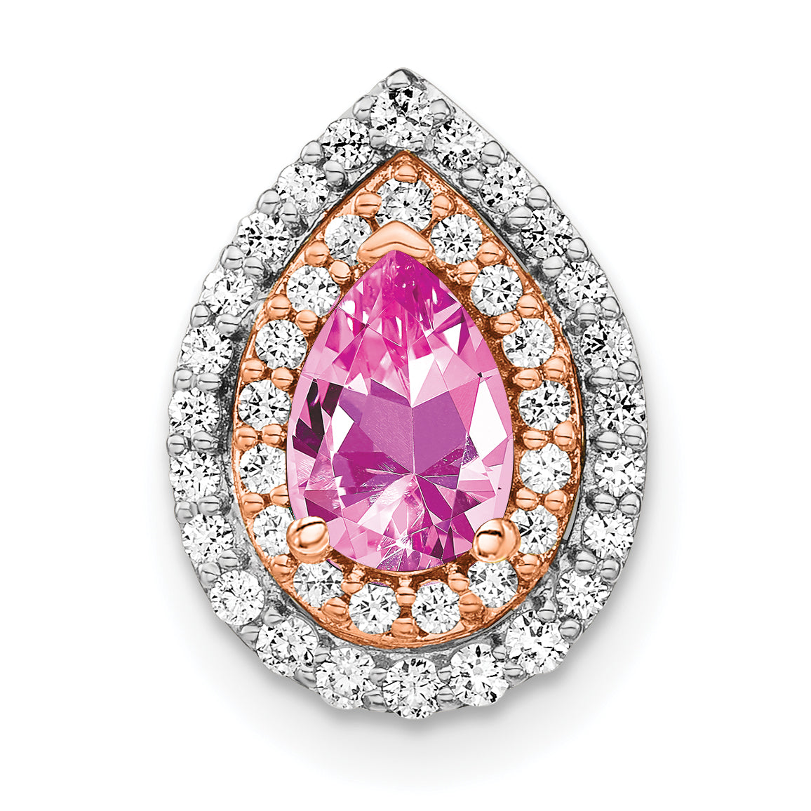 14K Two-Tone Lab Grown Diamond & Created Pink Sapphire Pendant