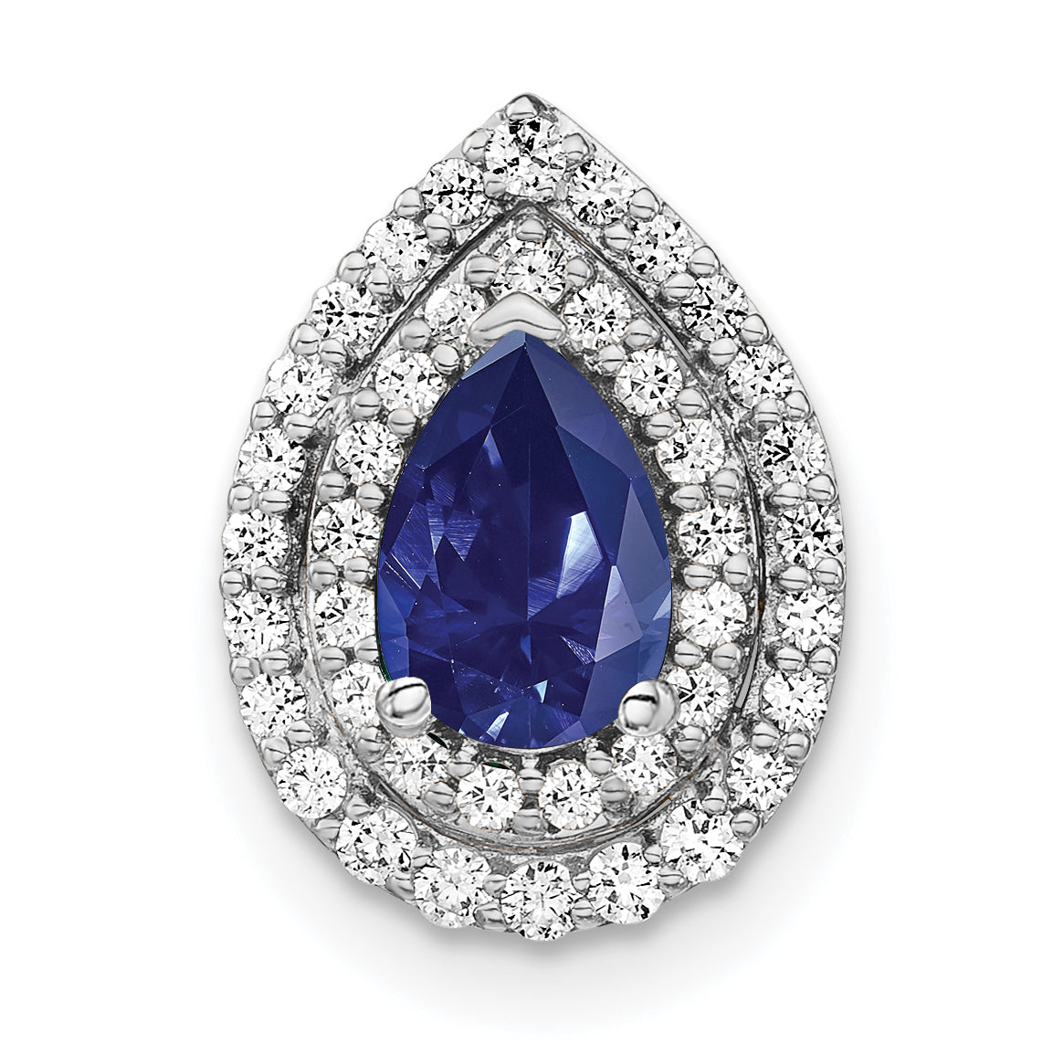 14K White Gold Lab Grown Diamond & Created Blue Sapphire Pendant