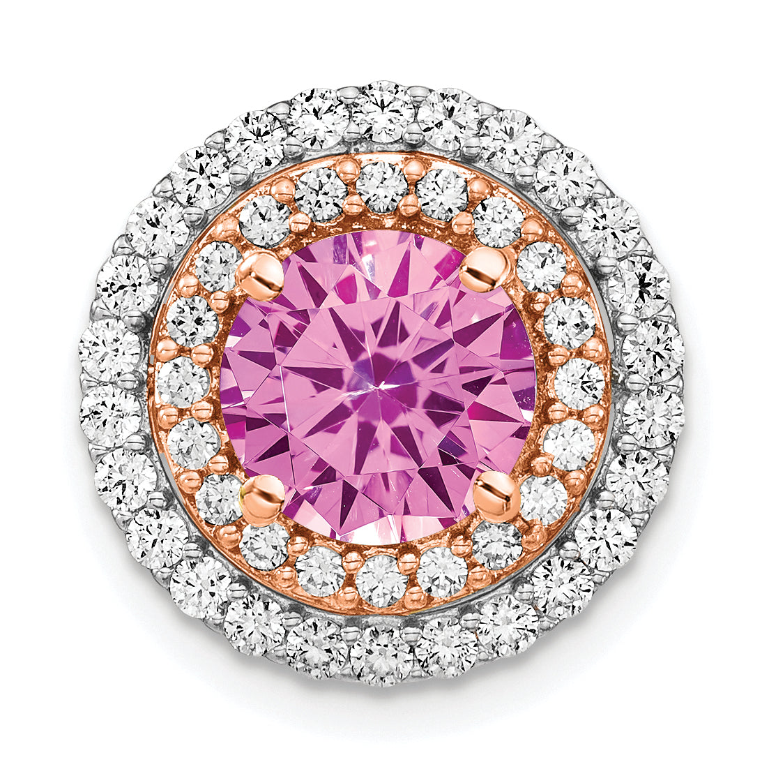 14K Two-Tone Lab Grown Diamond & Created Pink Sapphire Pendant