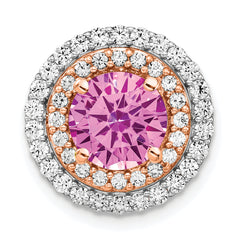 14K Two-Tone Lab Grown Diamond & Created Pink Sapphire Pendant