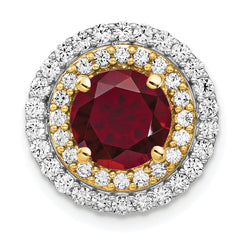 14K Two-Tone Lab Grown Diamond & Created Ruby Pendant