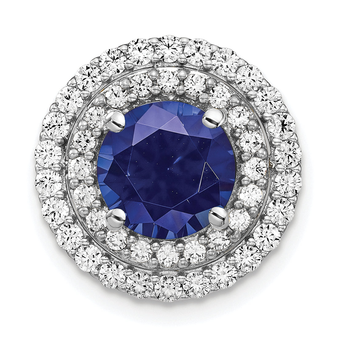 14K White Gold Lab Grown Diamond & Created Blue Sapphire Pendant