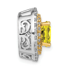 14K Two-Tone Lab Grown Diamond & Created Yellow Sapphire Pendant