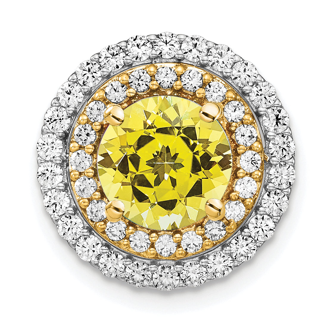 14K Two-Tone Lab Grown Diamond & Created Yellow Sapphire Pendant