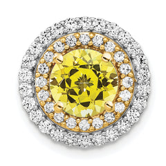 14K Two-Tone Lab Grown Diamond & Created Yellow Sapphire Pendant