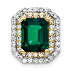 14K Two-Tone Lab Grown Diamond & Created Emerald Pendant