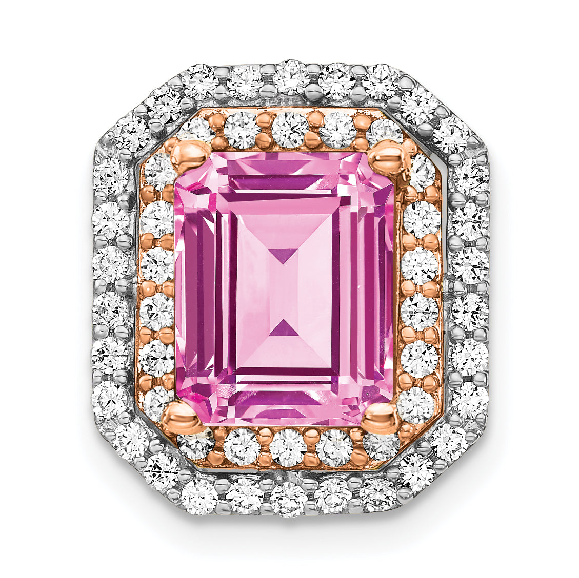 14K Two-Tone Lab Grown Diamond & Created Pink Sapphire Pendant