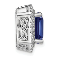 14K White Gold Lab Grown Diamond & Created Blue Sapphire Pendant