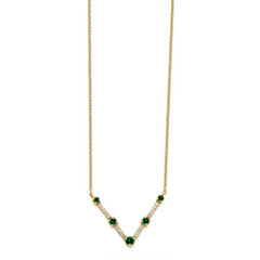 14K Lab Grown Diamond & Created Emerald Necklace