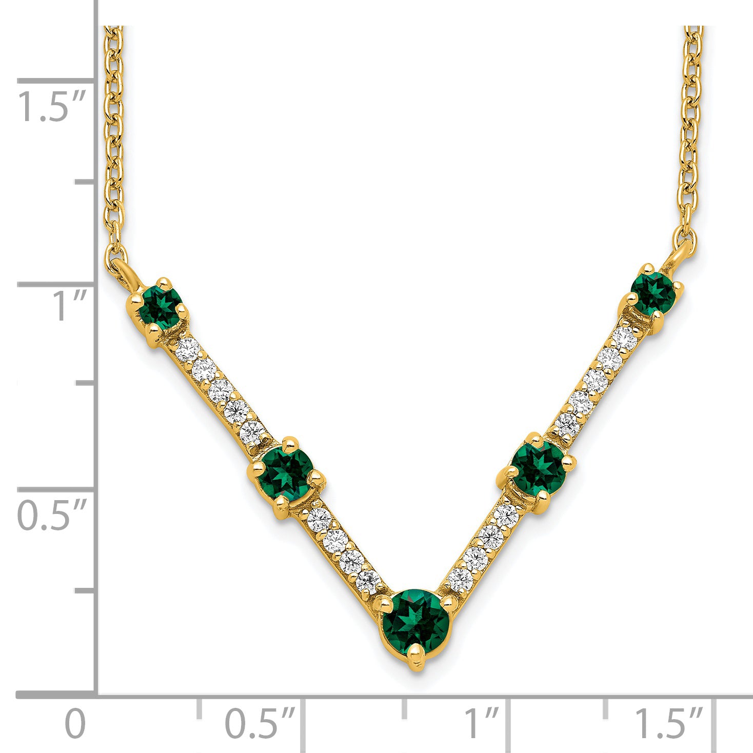 14K Lab Grown Diamond & Created Emerald Necklace