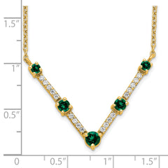 14K Lab Grown Diamond & Created Emerald Necklace