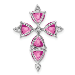 14K White Gold Lab Grown Diamond & Created Pink Sapphire Pendant