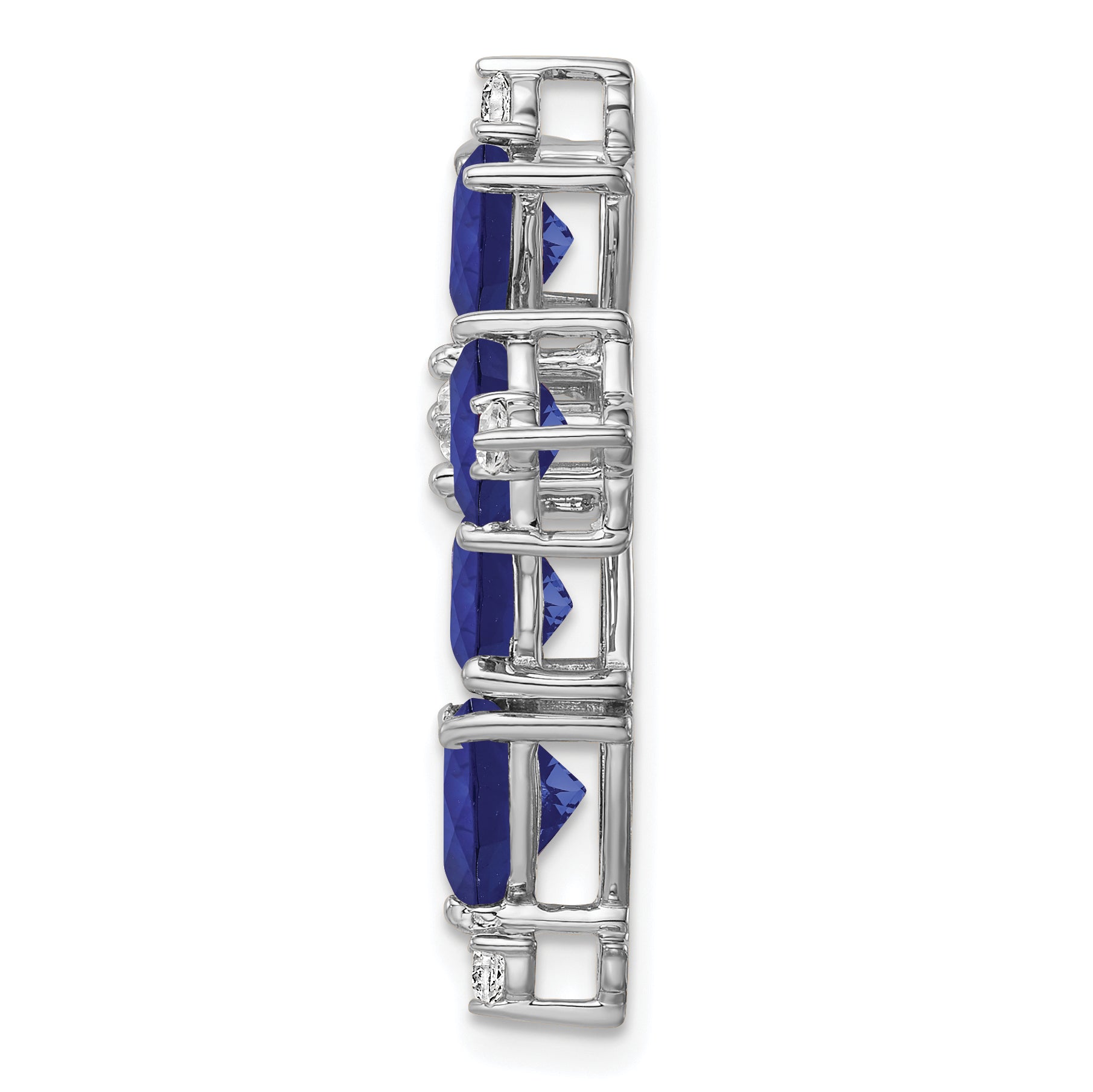 14K White Gold Lab Grown Diamond & Created Blue Sapphire Pendant