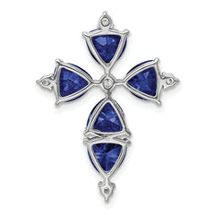 14K White Gold Lab Grown Diamond & Created Blue Sapphire Pendant