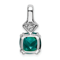 14K White Gold Lab Grown Diamond & Created Alexandrite Pendant