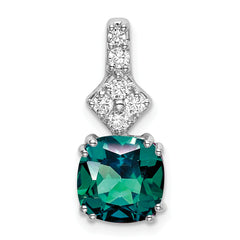 14K White Gold Lab Grown Diamond & Created Alexandrite Pendant