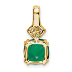 14K Lab Grown Diamond & Created Emerald Pendant