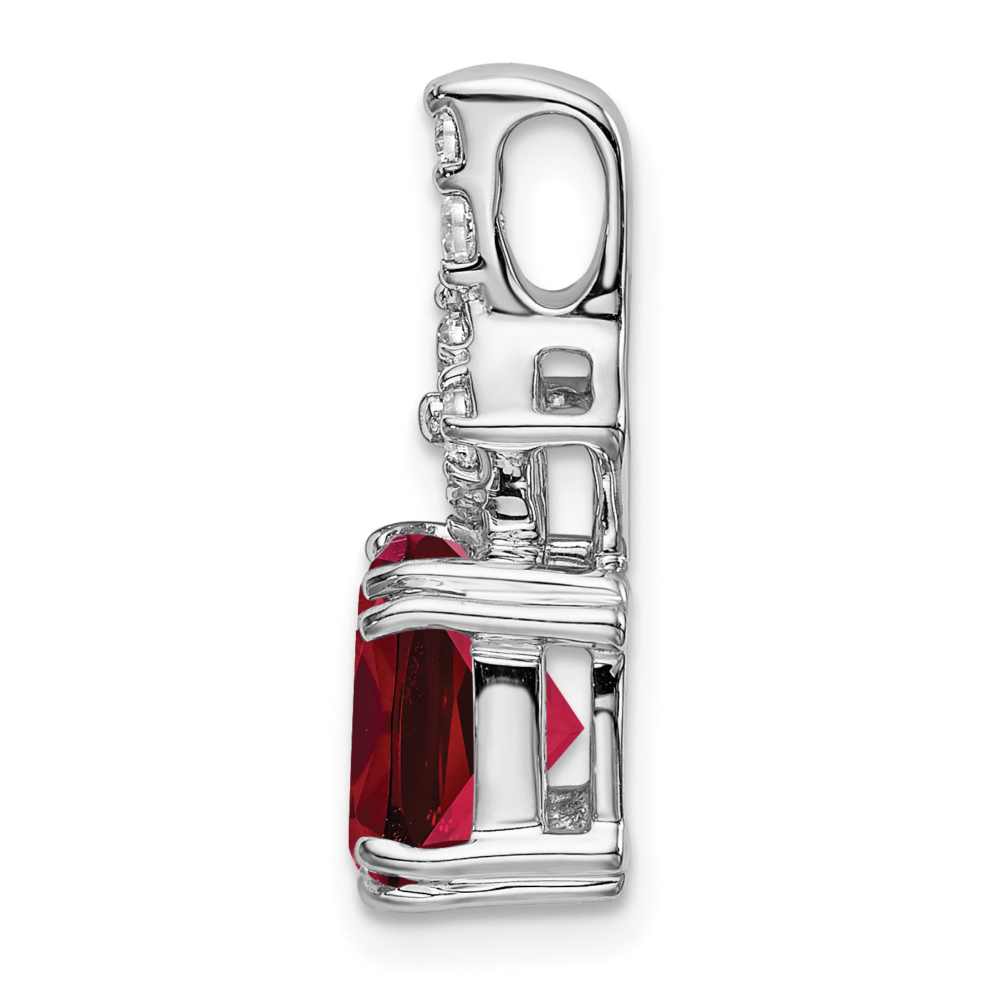 14K White Gold Lab Grown Diamond & Created Ruby Pendant