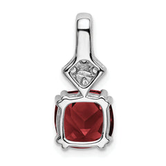 14K White Gold Lab Grown Diamond & Created Ruby Pendant