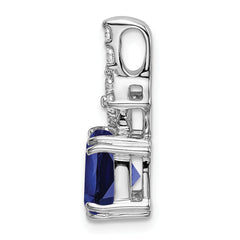 14K White Gold Lab Grown Diamond & Created Blue Sapphire Pendant