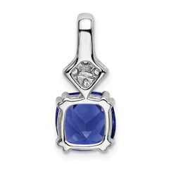 14K White Gold Lab Grown Diamond & Created Blue Sapphire Pendant