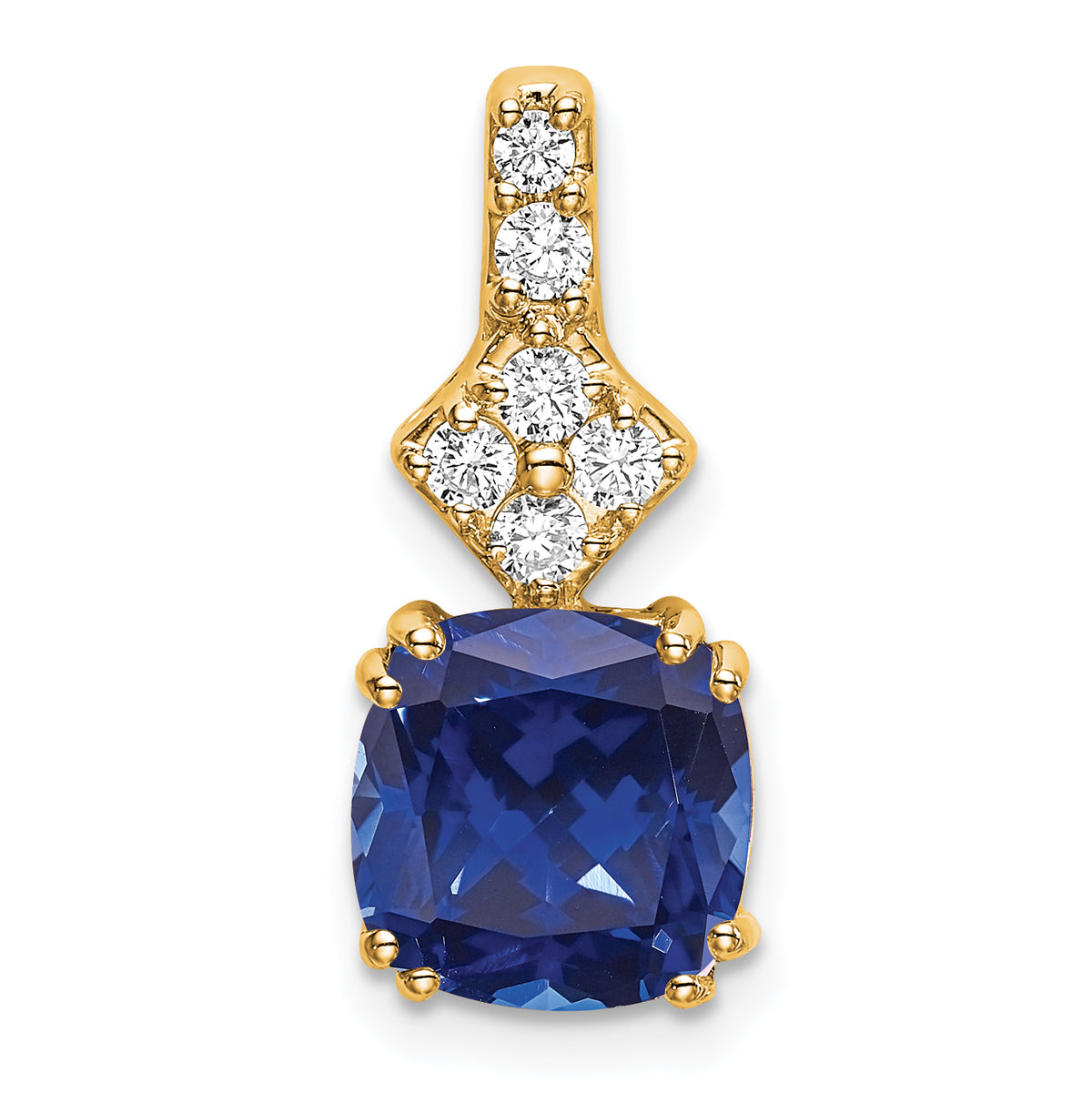 14K Lab Grown Diamond & Created Blue Sapphire Pendant