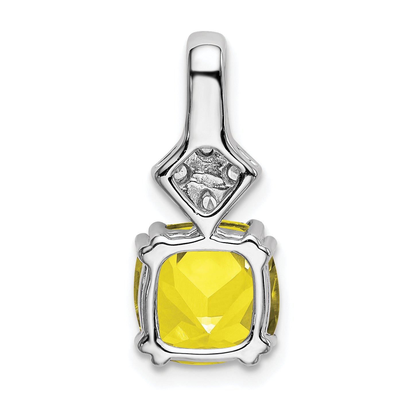 14K White Gold Lab Grown Diamond & Created Yellow Sapphire Pendant