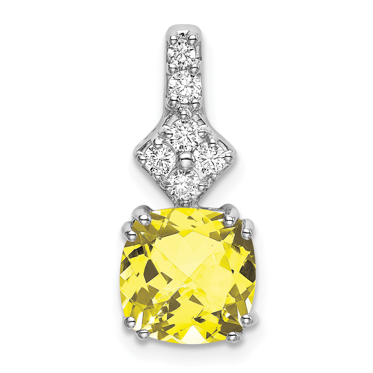 14K White Gold Lab Grown Diamond & Created Yellow Sapphire Pendant