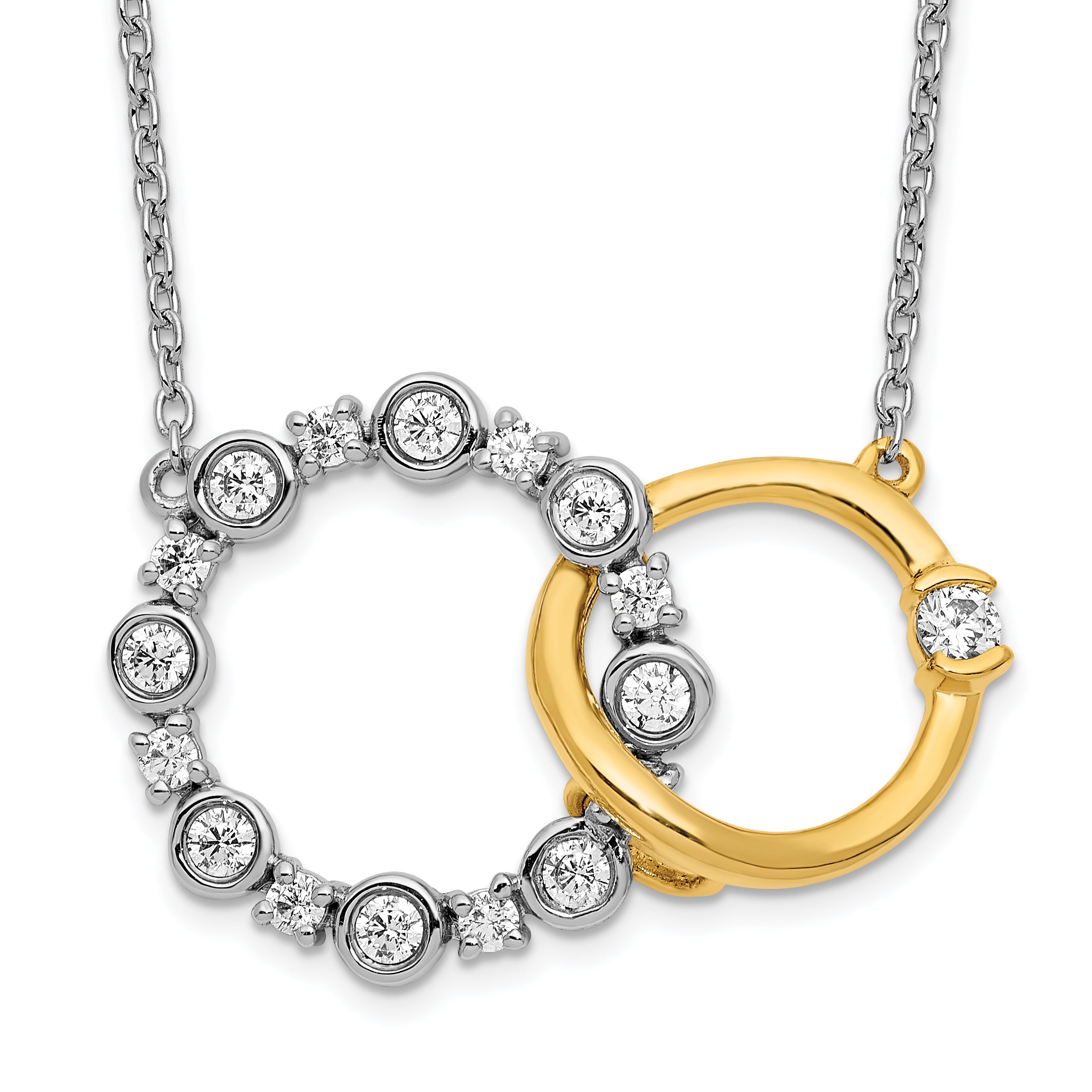 14K Two-Tone Lab Grown Diamond VS/SI GH, Circle Interlocking Necklac