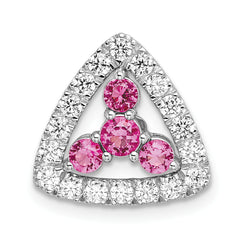 14K White Gold Pure Serenity Lab Grown Diamond & Cr Pink Sapp Triangle Earr