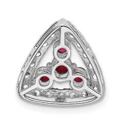 14K White Gold Lab Grown Diamond SI1/SI2, G H, & Cr Ruby Triangle Pendan