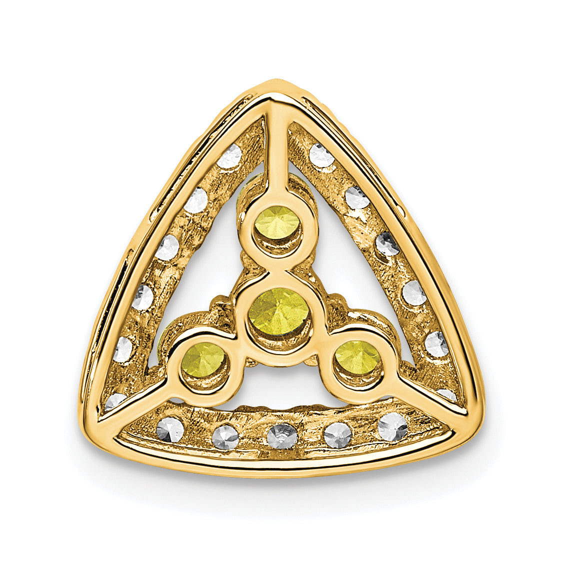 14K Lab Grown Dia. SI1/SI2, G H, & Cr Yellow Sapp Triangle Pendant